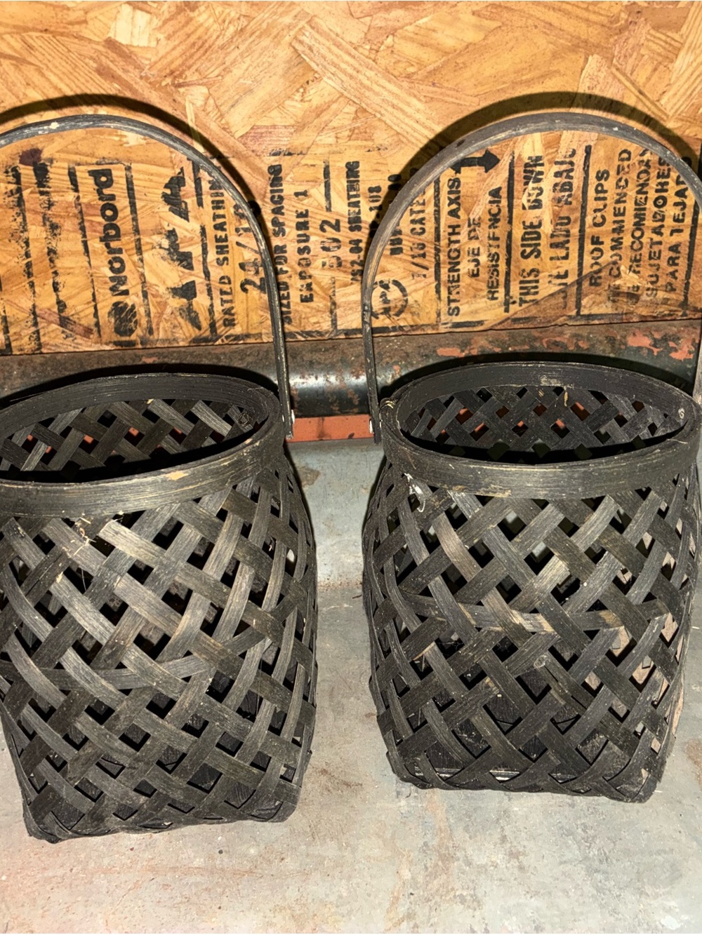 Decorative Black Woven Wicker Hanging Basket Lantern Candle Holder